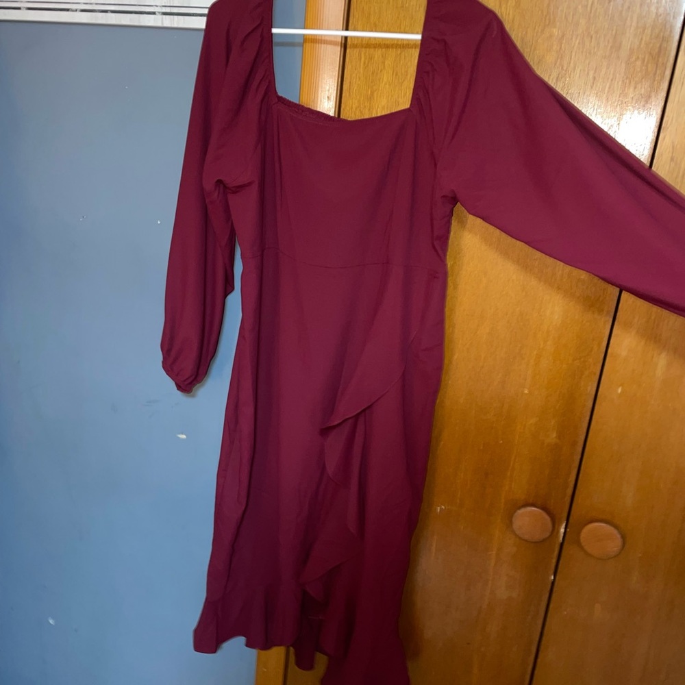 Red Ruffled Sundress with Bishop Sleeves